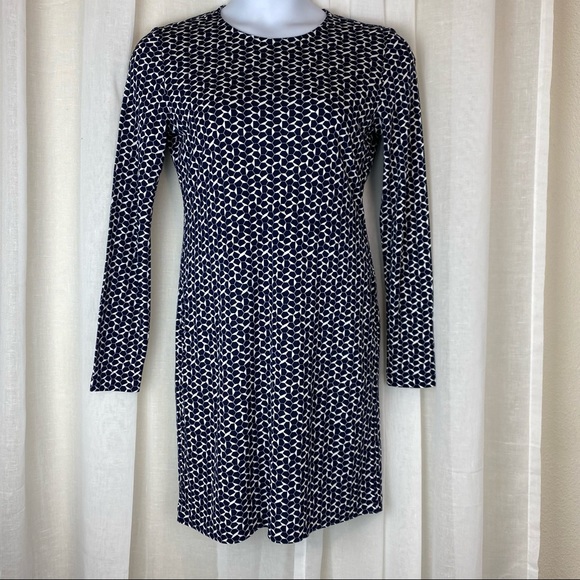 Tory Burch Navy White Print Jersey Dress - Picture 9 of 10